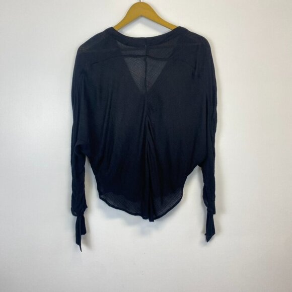 Free People Morning Dolman Sleeve Black Guaze Top - Picture 9 of 12